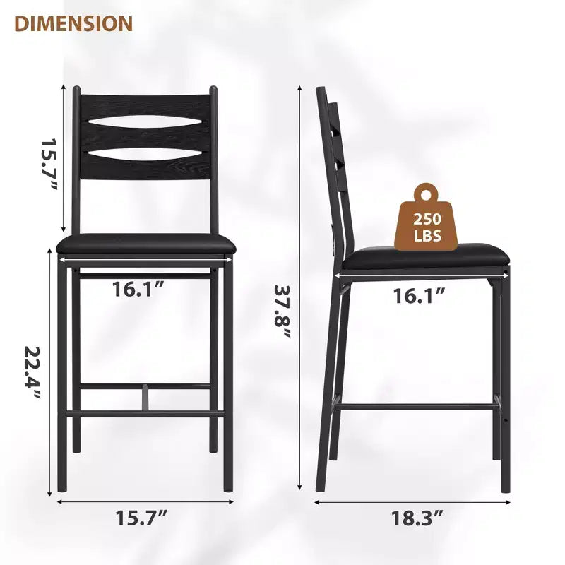 Lot de 4 tabourets de bar hauteur comptoir, chaises de bar rembourrées en similicuir avec dossier en bois, coussin épais et repose-pieds pour îlot de cuisine