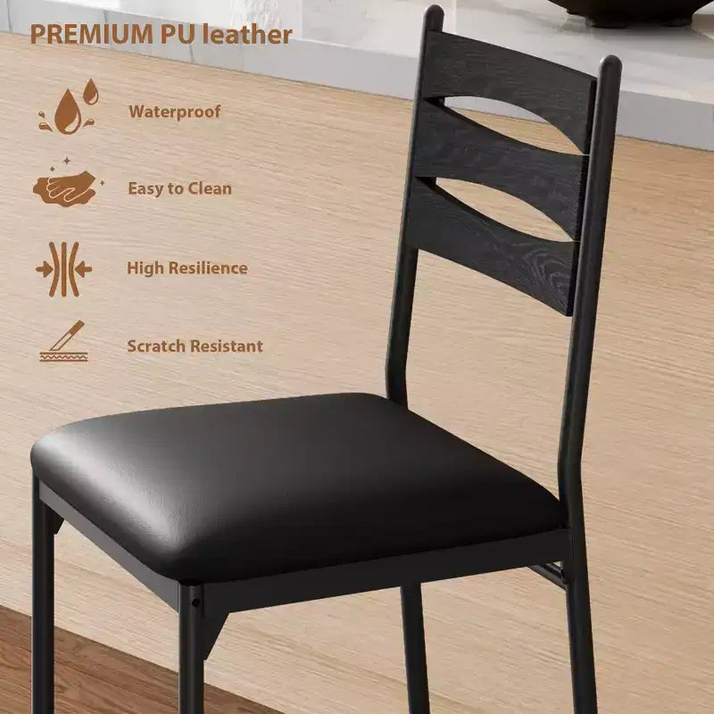 Lot de 4 tabourets de bar hauteur comptoir, chaises de bar rembourrées en similicuir avec dossier en bois, coussin épais et repose-pieds pour îlot de cuisine