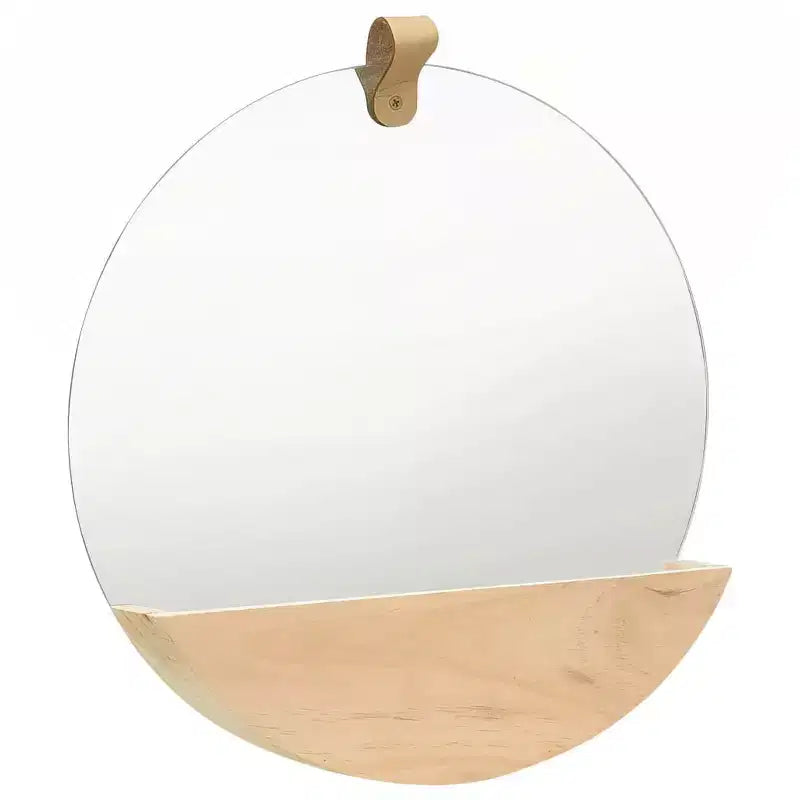 Miroir mural verre bois naturel, Bois de pin massif moyen