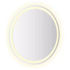 Miroir de salle de bain LED en verre transparent, 70 cm de diamètre