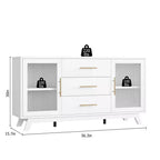 Buffet CuisinSmart 56'' avec portes en verre cannelé et poignées dorées, meuble de bar à café avec étagères réglables, pour salle à manger et salon