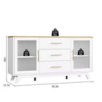 Buffet CuisinSmart 56'' avec portes en verre cannelé et poignées dorées, meuble de bar à café avec étagères réglables, pour salle à manger et salon