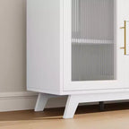 Buffet CuisinSmart 56'' avec portes en verre cannelé et poignées dorées, meuble de bar à café avec étagères réglables, pour salle à manger et salon