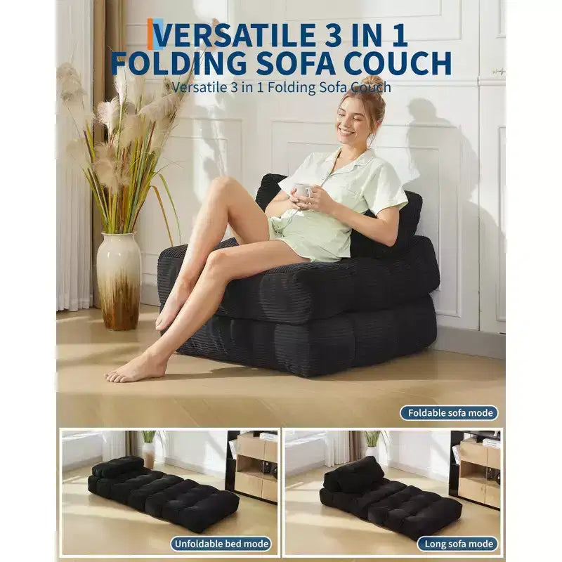 Garvee 34.25x74.8 Canapé-lit pliant simple, fauteuil-lit convertible avec oreiller, chaise et matelas pliants portables