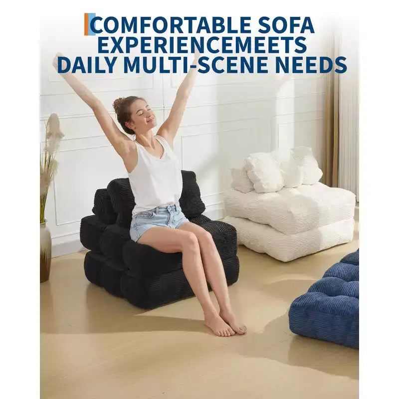 Garvee 34.25x74.8 Canapé-lit pliant simple, fauteuil-lit convertible avec oreiller, chaise et matelas pliants portables