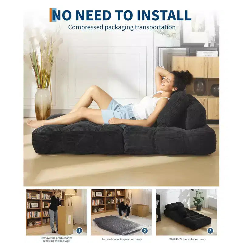 Garvee 34.25x74.8 Canapé-lit pliant simple, fauteuil-lit convertible avec oreiller, chaise et matelas pliants portables
