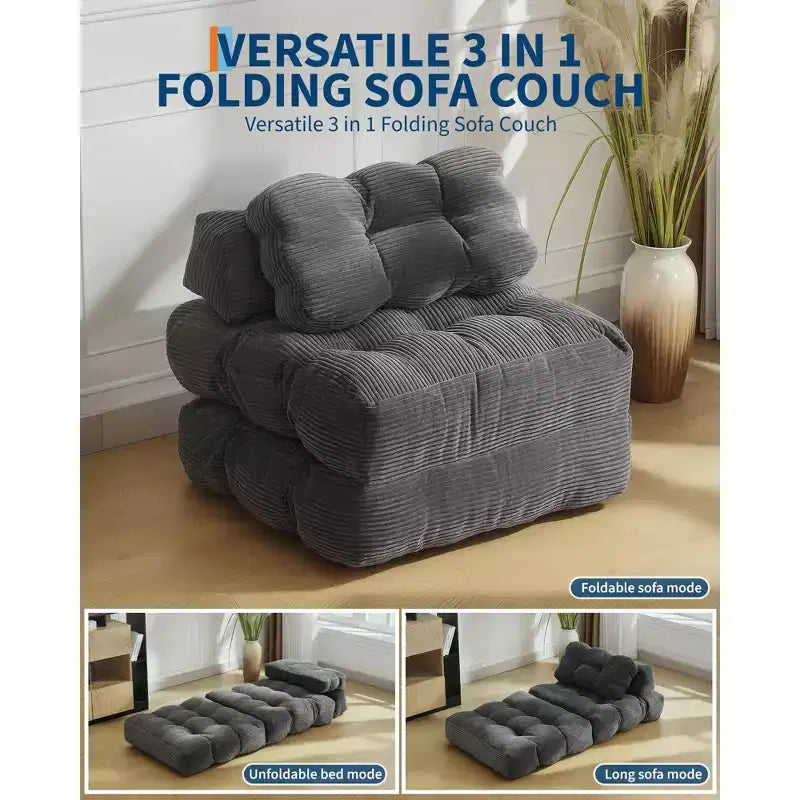 Garvee 34.25x74.8 Canapé-lit pliant simple, fauteuil-lit convertible avec oreiller, chaise et matelas pliants portables