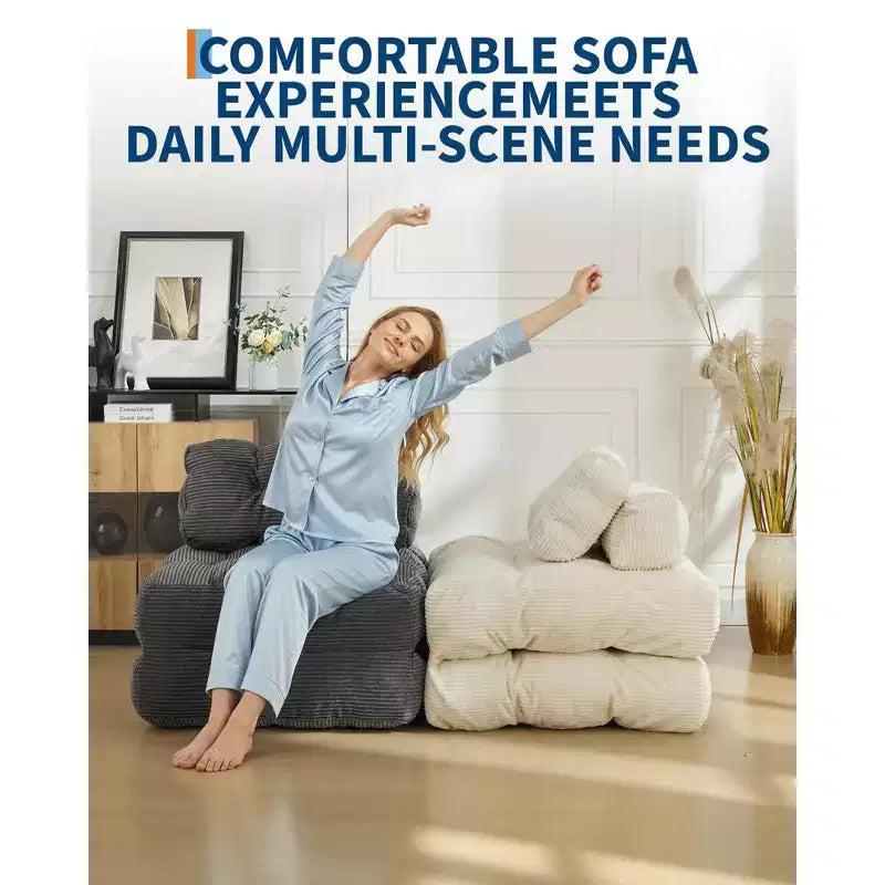 Garvee 34.25x74.8 Canapé-lit pliant simple, fauteuil-lit convertible avec oreiller, chaise et matelas pliants portables