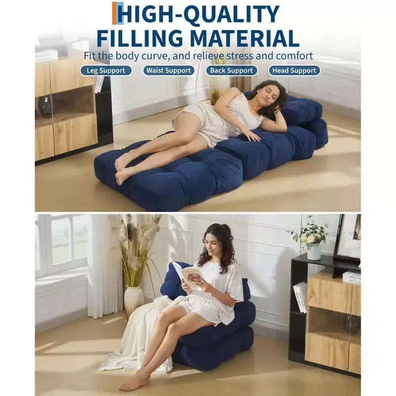 Garvee 34.25x74.8 Canapé-lit pliant simple, fauteuil-lit convertible avec oreiller, chaise et matelas pliants portables