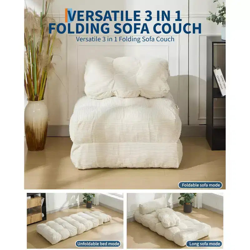 Garvee 34.25x74.8 Canapé-lit pliant simple, fauteuil-lit convertible avec oreiller, chaise et matelas pliants portables
