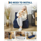 Garvee 34.25x74.8 Canapé-lit pliant simple, fauteuil-lit convertible avec oreiller, chaise et matelas pliants portables