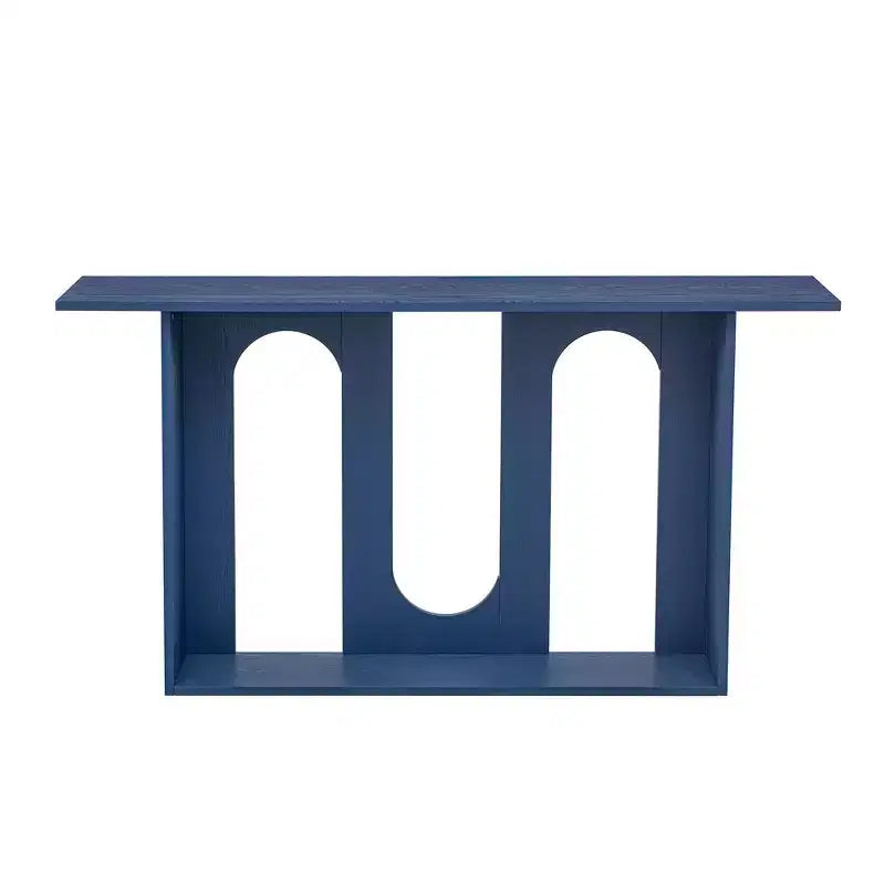Okak 60IN Table Console Courbée Moderne avec Placage de Frêne, Table d'Entrée avec Étagère Inférieure, Table de Couloir pour Salon, Foyer