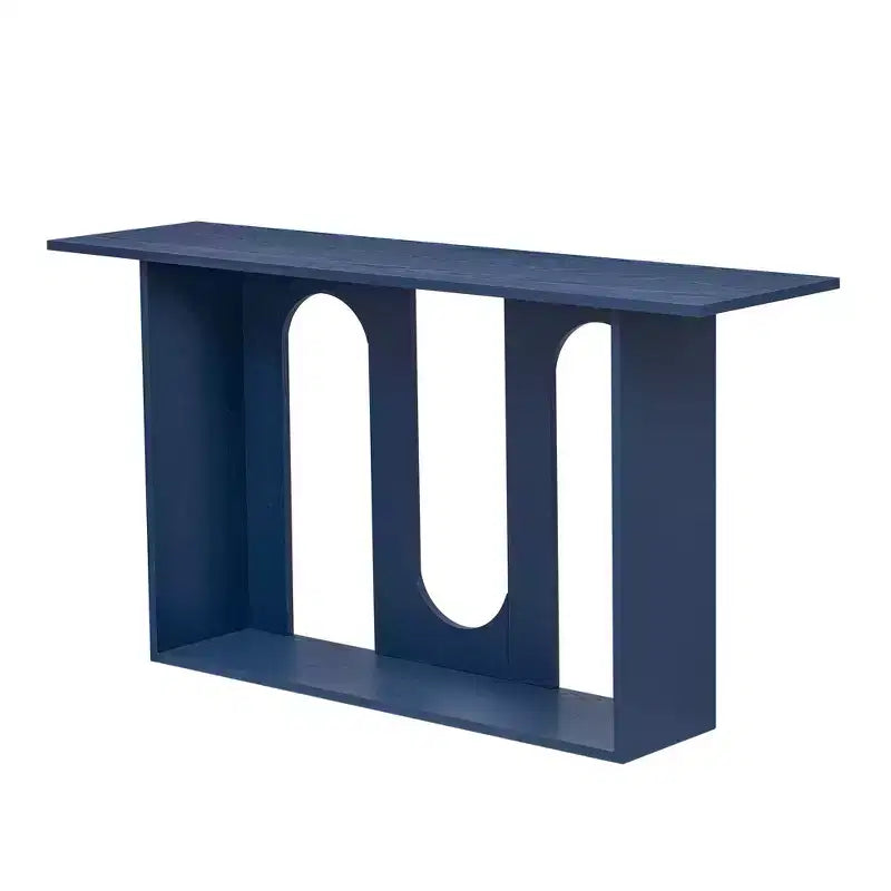 Okak 60IN Table Console Courbée Moderne avec Placage de Frêne, Table d'Entrée avec Étagère Inférieure, Table de Couloir pour Salon, Foyer