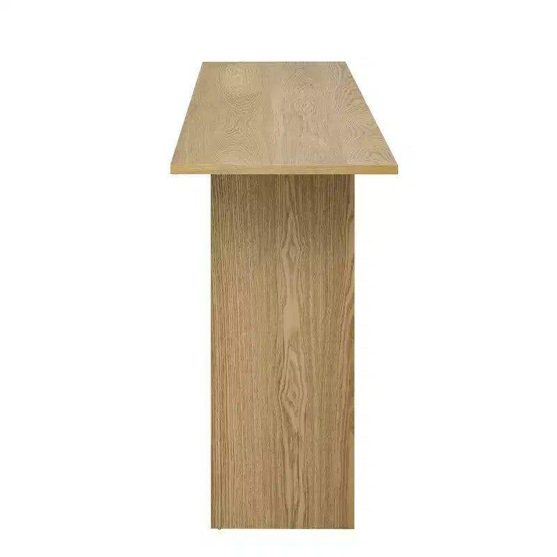 Okak 60IN Table Console Courbée Moderne avec Placage de Frêne, Table d'Entrée avec Étagère Inférieure, Table de Couloir pour Salon, Foyer