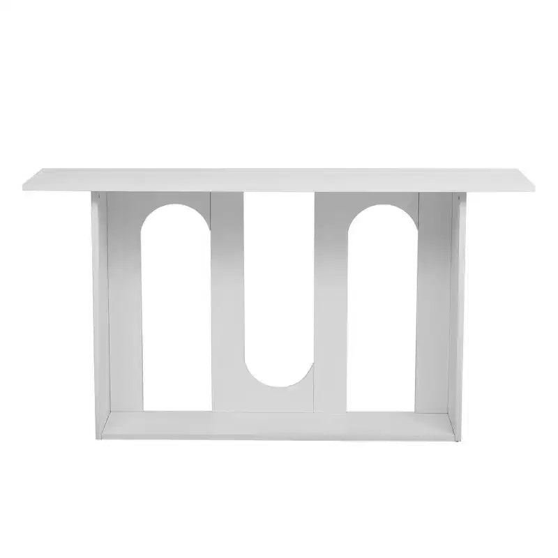 Okak 60IN Table Console Courbée Moderne avec Placage de Frêne, Table d'Entrée avec Étagère Inférieure, Table de Couloir pour Salon, Foyer