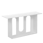 Okak 60IN Table Console Courbée Moderne avec Placage de Frêne, Table d'Entrée avec Étagère Inférieure, Table de Couloir pour Salon, Foyer