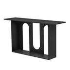 Okak 60IN Table Console Courbée Moderne avec Placage de Frêne, Table d'Entrée avec Étagère Inférieure, Table de Couloir pour Salon, Foyer