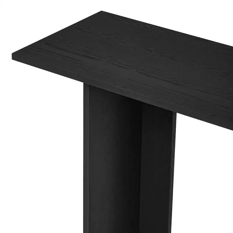 Okak 60IN Table Console Courbée Moderne avec Placage de Frêne, Table d'Entrée avec Étagère Inférieure, Table de Couloir pour Salon, Foyer