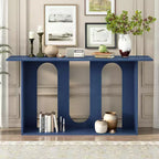 Okak 60IN Table Console Courbée Moderne avec Placage de Frêne, Table d'Entrée avec Étagère Inférieure, Table de Couloir pour Salon, Foyer