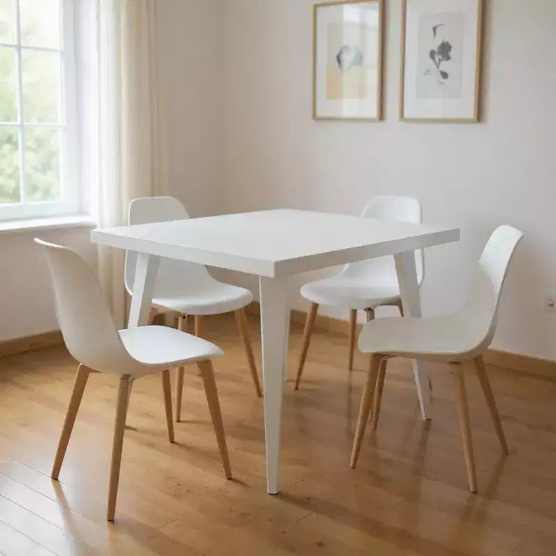 HomeRoots Table à manger carrée 32 en acier et métal blanc