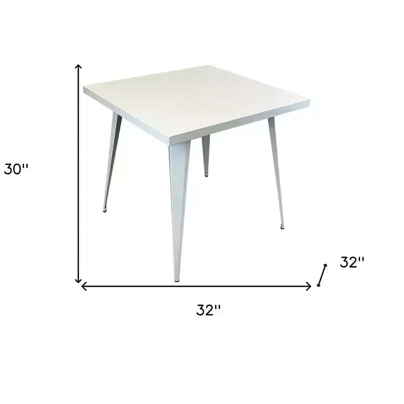 HomeRoots Table à manger carrée 32 en acier et métal blanc