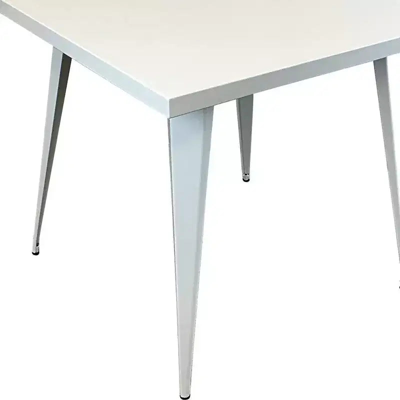 HomeRoots Table à manger carrée 32 en acier et métal blanc