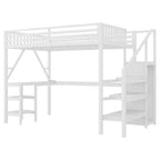 Lit mezzanine Whisen Metal complet avec armoire, éclairage LED, bureau en L et USB, matériaux de qualité supérieure pour la stabilité