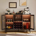 Home Bar Cabinet with LED Lights, Freestanding Liquor Cabinet with Storage Shelves for Living Room and Dining Room