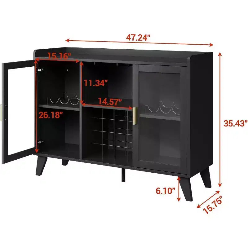 Meuble bar avec lumières LED, meuble à liqueurs autoportant avec étagères de rangement pour le salon et la salle à manger
