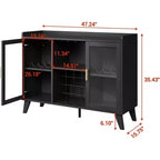 Meuble bar avec lumières LED, meuble à liqueurs autoportant avec étagères de rangement pour le salon et la salle à manger