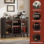 Meuble bar avec lumières LED, meuble à liqueurs autoportant avec étagères de rangement pour le salon et la salle à manger