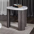 GDFStudio Declan Contemporary Triangle Rubberwood End Table with Hidden Casters