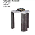 Table d'appoint contemporaine en bois d'hévéa triangulaire Declan GDFStudio avec roulettes dissimulées