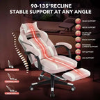 Chaise de bureau rose fleur de cerisier avec repose-pieds, chaise d'ordinateur ergonomique avec support lombaire et appui-tête, base pivotante à 360° et chaises de direction réglables en hauteur
