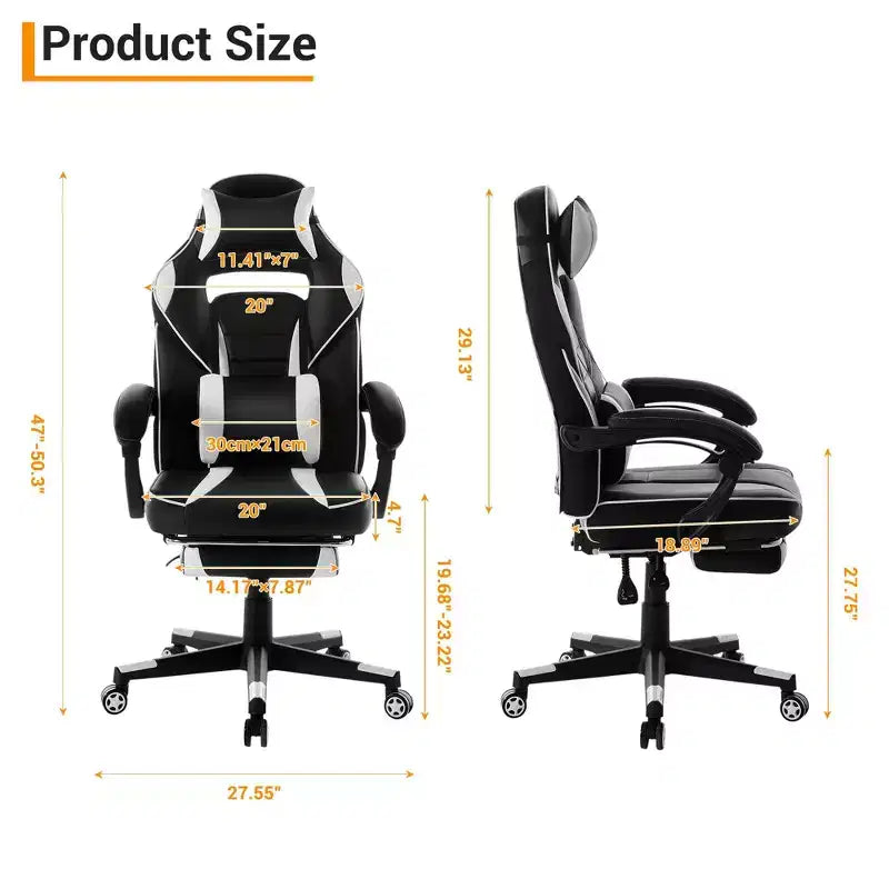 Chaise de bureau rose fleur de cerisier avec repose-pieds, chaise d'ordinateur ergonomique avec support lombaire et appui-tête, base pivotante à 360° et chaises de direction réglables en hauteur