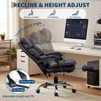 Fauteuil de bureau de direction à dossier hautCChaise de bureau en cuir PU noir avec repose-pieds, pivotement à 360° et support ergonomiqueCChaise d'ordinateur/gaming confortable pour la maison