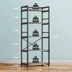 Étagère de cuisine à 5 niveaux Denkee, support de micro-ondes industriel, bar à café pour petits espaces, étagère de cuisine autoportante avec rangement, noir/marron/gris
