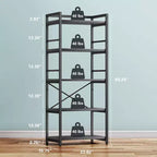 Étagère de cuisine à 5 niveaux Denkee, support de micro-ondes industriel, bar à café pour petits espaces, étagère de cuisine autoportante avec rangement, noir/marron/gris