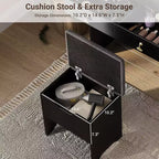 COZONY Coiffeuse avec Miroir LED et Station de Charge, Petite Coiffeuse de Maquillage avec 2 Tiroirs, Tabouret de Rangement
