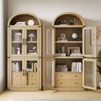 Bibliothèque cintrée avec portes et tiroirs, étagère de ferme, profondeur de 40,2 cm, étagères de rangement de 181,4 cm de haut, vitrine en bois, bibliothèques arrondies