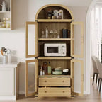 Bibliothèque cintrée avec portes et tiroirs, étagère de ferme, profondeur de 40,2 cm, étagères de rangement de 181,4 cm de haut, vitrine en bois, bibliothèques arrondies