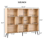 Étagère à 10 cubes en bois, meuble de rangement à 3 niveaux avec 5 pieds en fer et système anti-basculement, étagère de présentation ouverte pour bureau à domicile