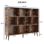 Étagère à 10 cubes en bois, meuble de rangement à 3 niveaux avec 5 pieds en fer et système anti-basculement, étagère de présentation ouverte pour bureau à domicile