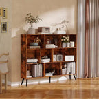 Étagère à 10 cubes en bois, meuble de rangement à 3 niveaux avec 5 pieds en fer et système anti-basculement, étagère de présentation ouverte pour bureau à domicile