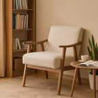 Fauteuil d'appoint en bois massif de style Mid-Century Homy Casa pour salon ou coin lecture