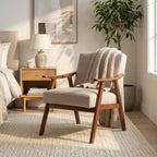 Fauteuil d'appoint en bois massif de style Mid-Century Homy Casa pour salon ou coin lecture