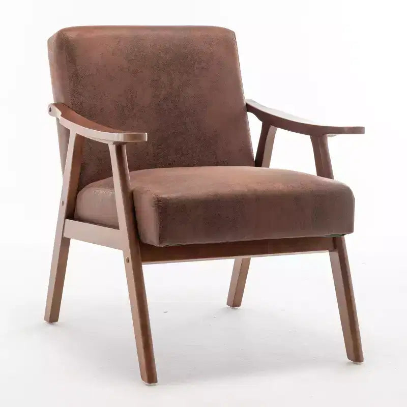 Fauteuil d'appoint en bois massif de style Mid-Century Homy Casa pour salon ou coin lecture
