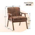 Fauteuil d'appoint en bois massif de style Mid-Century Homy Casa pour salon ou coin lecture