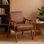 Fauteuil d'appoint en bois massif de style Mid-Century Homy Casa pour salon ou coin lecture