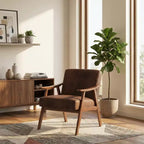 Fauteuil d'appoint en bois massif de style Mid-Century Homy Casa pour salon ou coin lecture